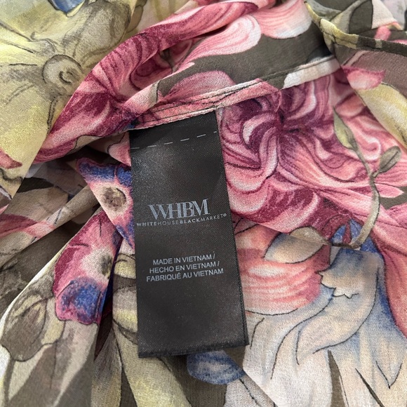 White House Black Market Sheer Watercolor Print Blouse - Picture 5 of 9